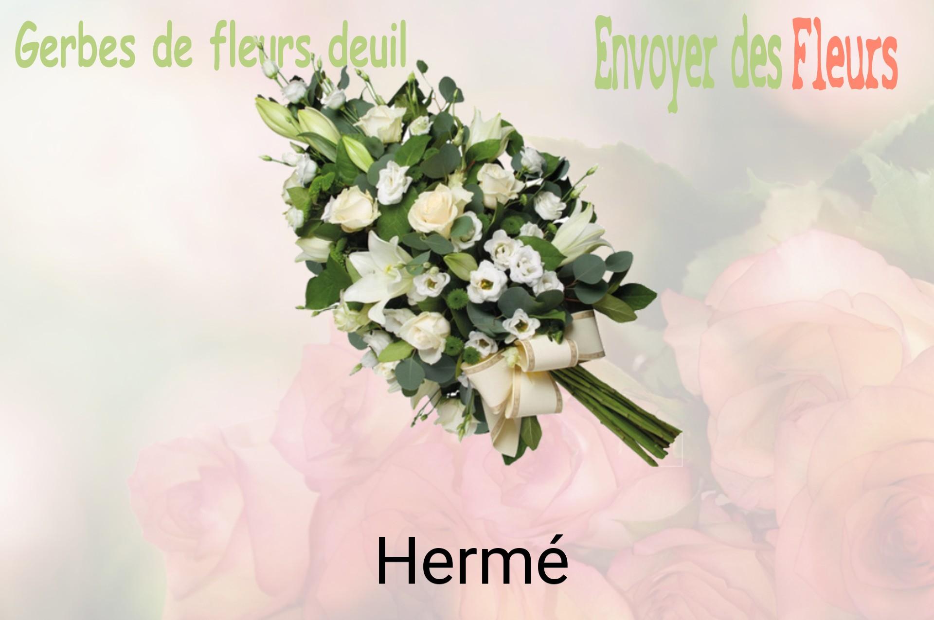 Gerbe de fleurs de deuil livrée à Hermé